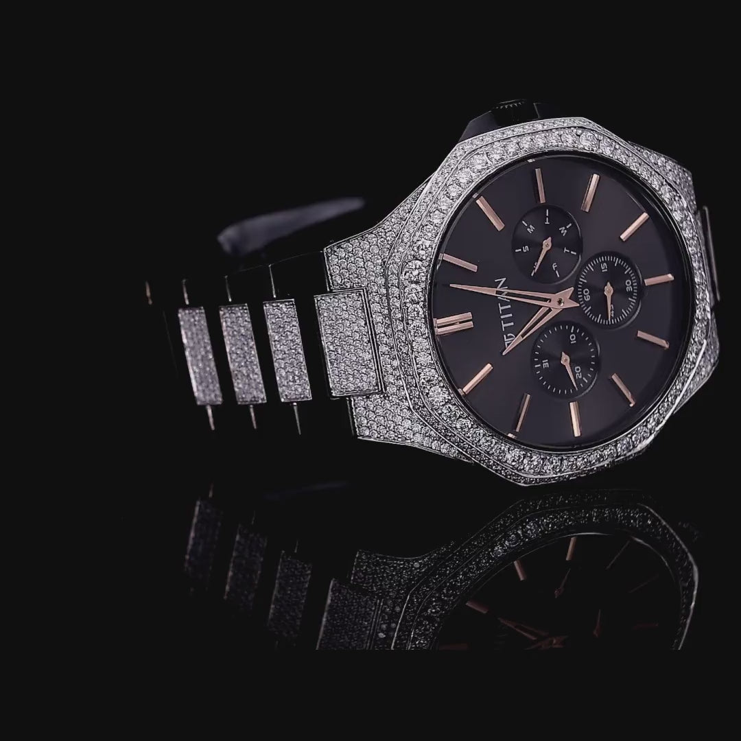 Customized Diamond Watch, Stainless Steel Strap Watch For Men