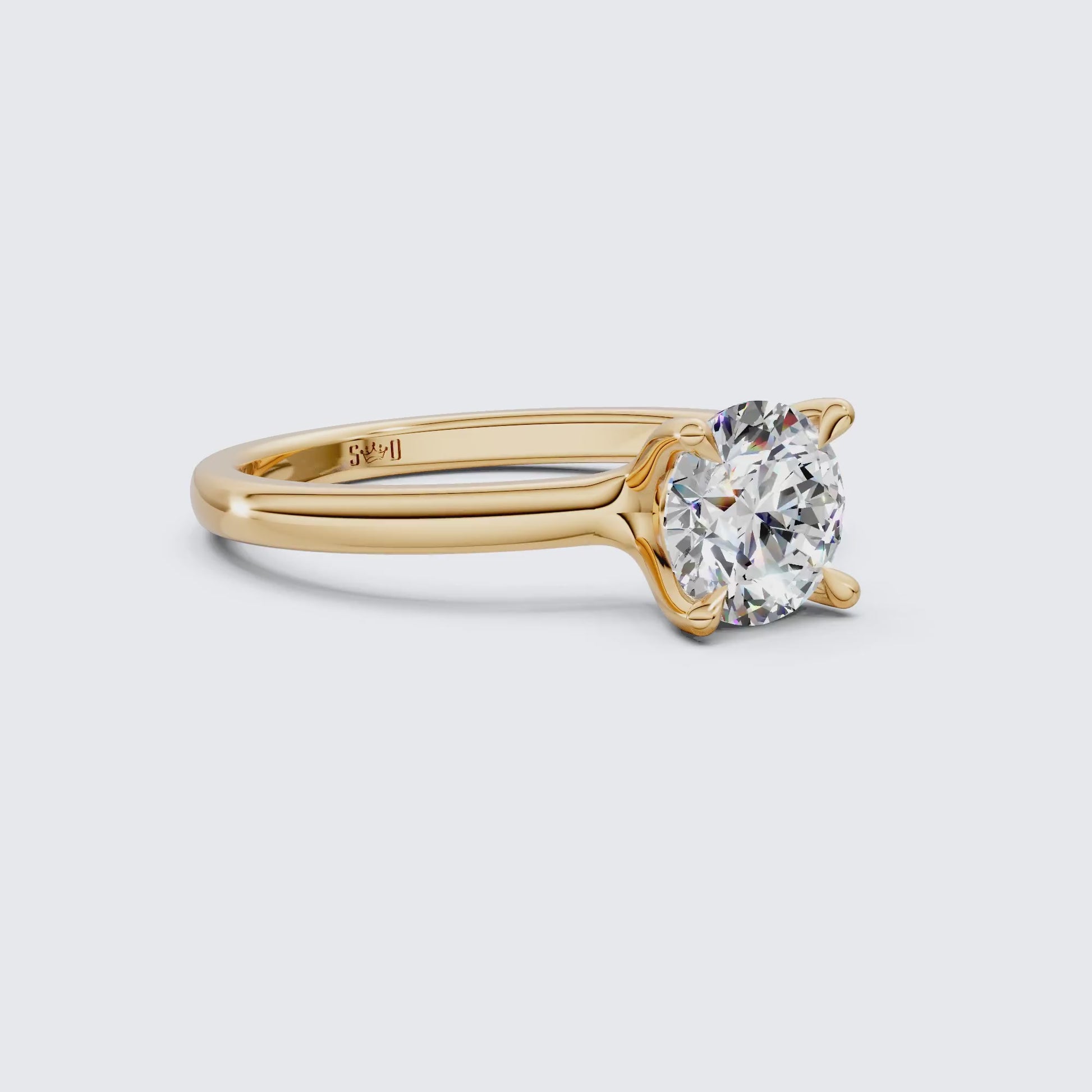 Classic Open Cathedral Shank Solitaire Engagement Ring in 14K Solid Gold ,1.00 CT Round Cut Lab Diamond, Birthday Gift for Women