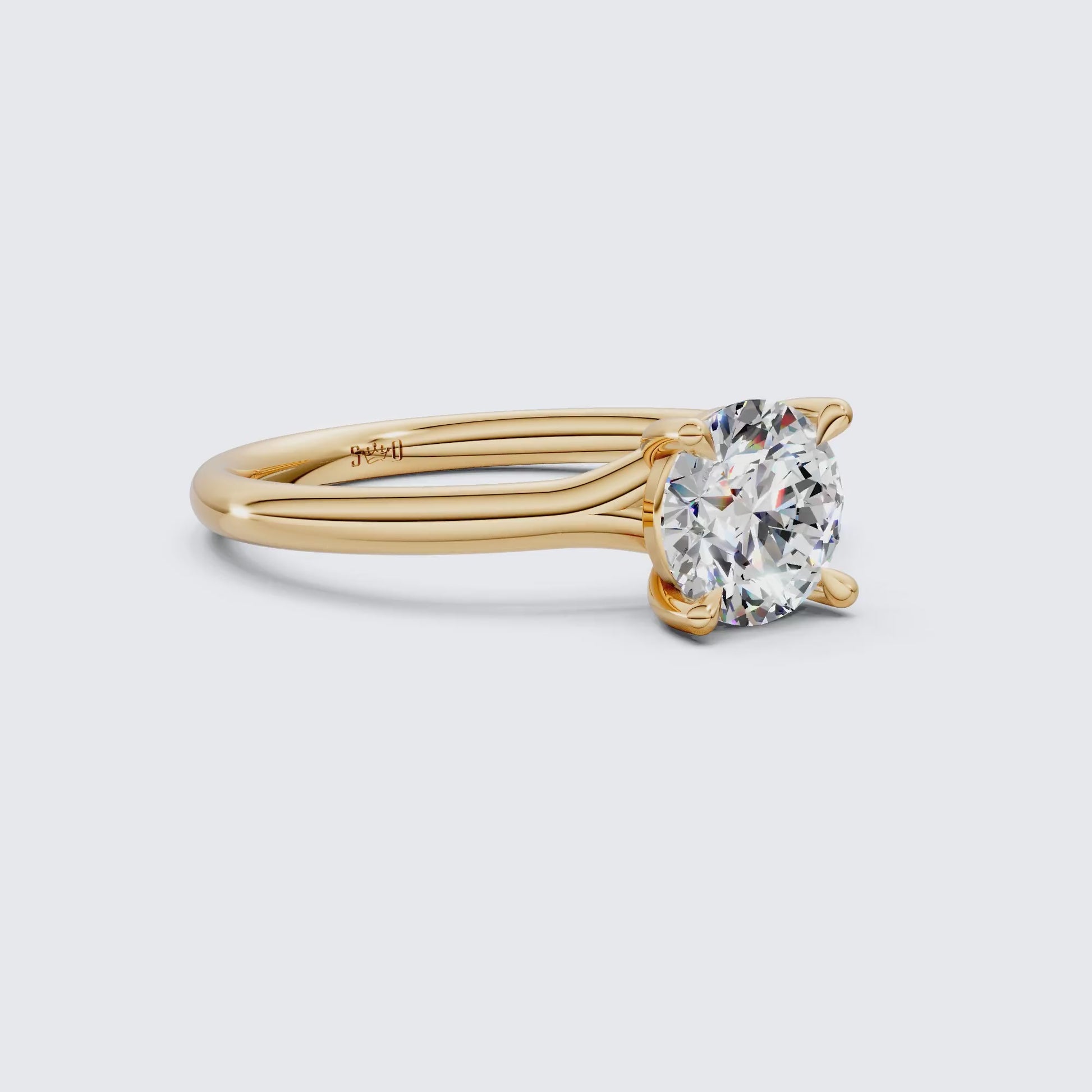 Modern Minimalist Six-Prong Solitaire  Lab Diamond in 14k Gold, 1.00 CT Round cut, Bridal Engagement Ring