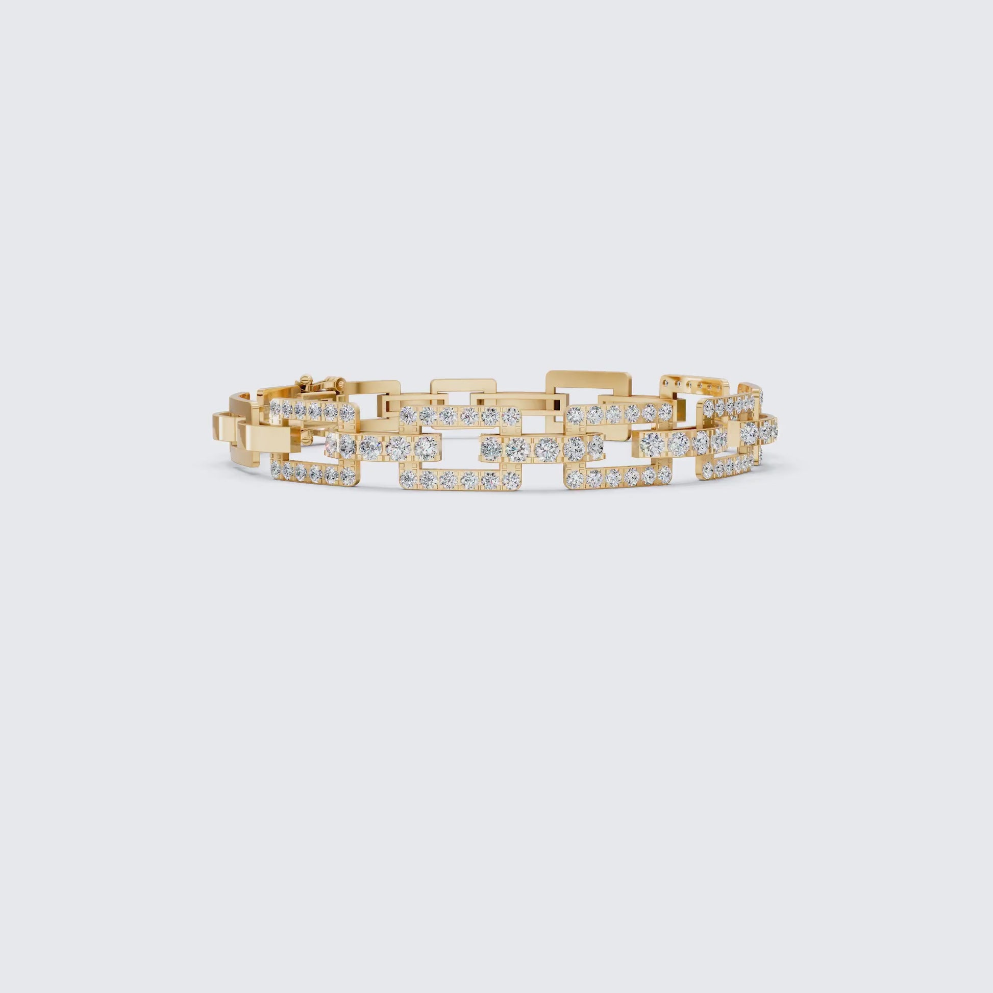 Modern Paperclip Link Wedding Bracelet in Lab Diamond-14k Solid Gold, Everyday Luxury Jewelry, Birthday Gift For Her/Him, Handmade Jewelry