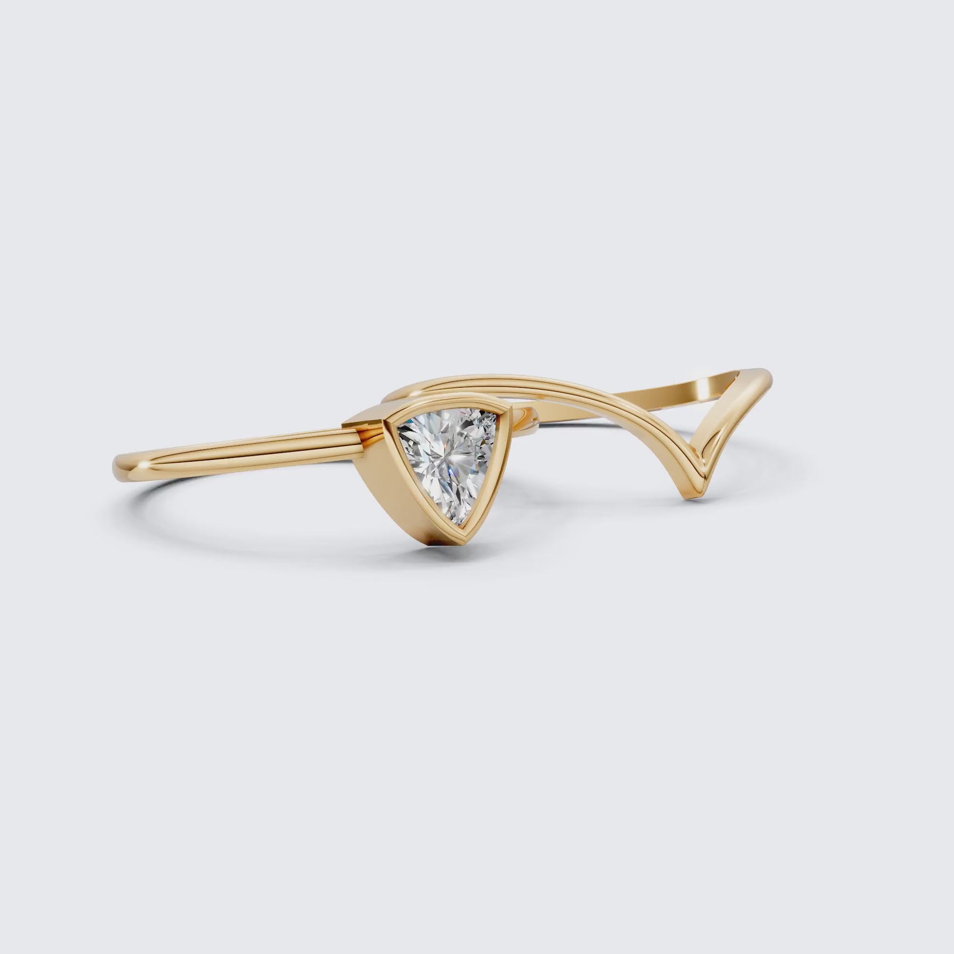 Solitaire Trillion Moissanite Ring with Curved Shank in 14k Solid Gold, 0.50CT Trillion Cut, Lab Diamond,  Engagement Ring for Her