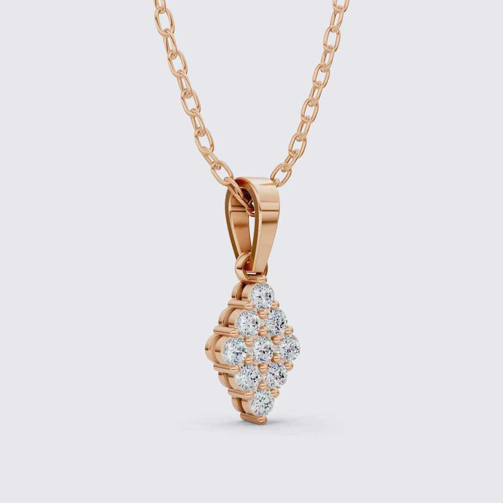 Vintage Marquise Cluster Wedding Pendant in Lab Grown Diamond – 14k Solid Gold, Bridal Jewelry for Women