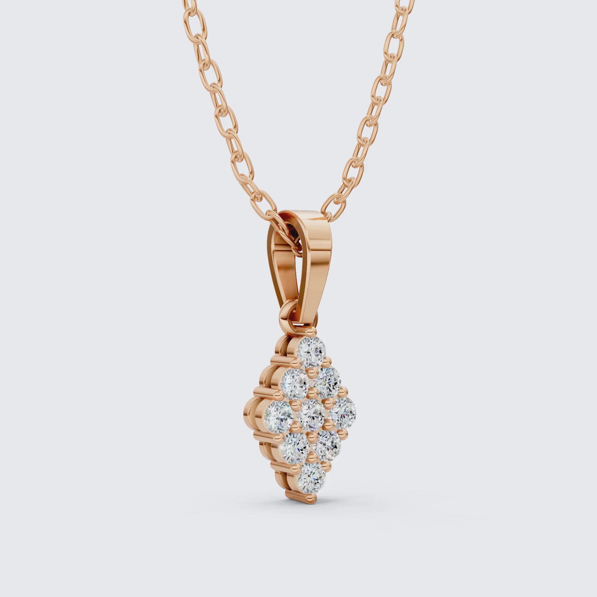 Vintage Marquise Cluster Wedding Pendant in Lab Grown Diamond – 14k Solid Gold, Bridal Jewelry for Women