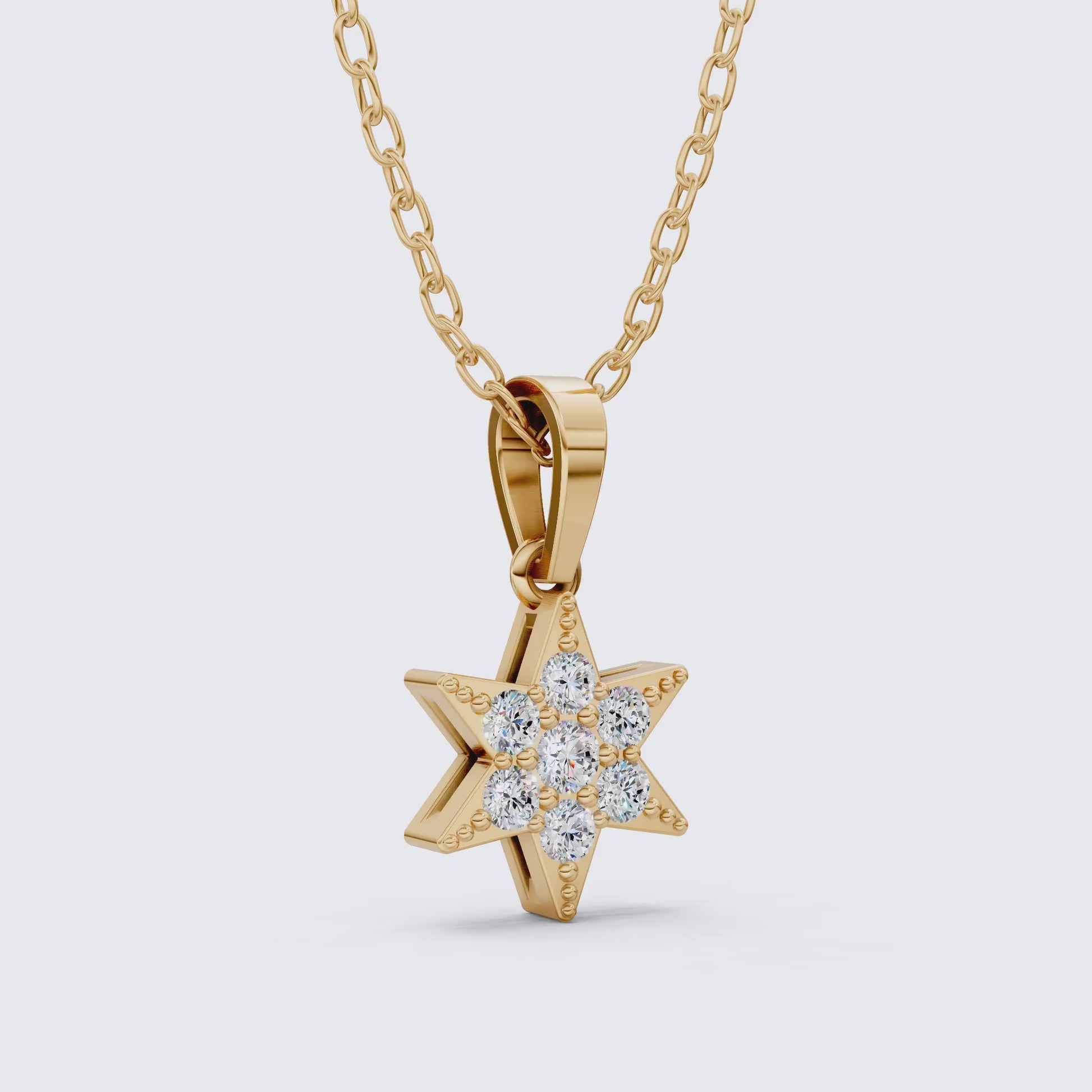 Starburst Six-Point Star Cluster Wedding Pendant Lab Diamond in 14k Solid Gold, Birthday Gift for Women, Handmade Jewelry