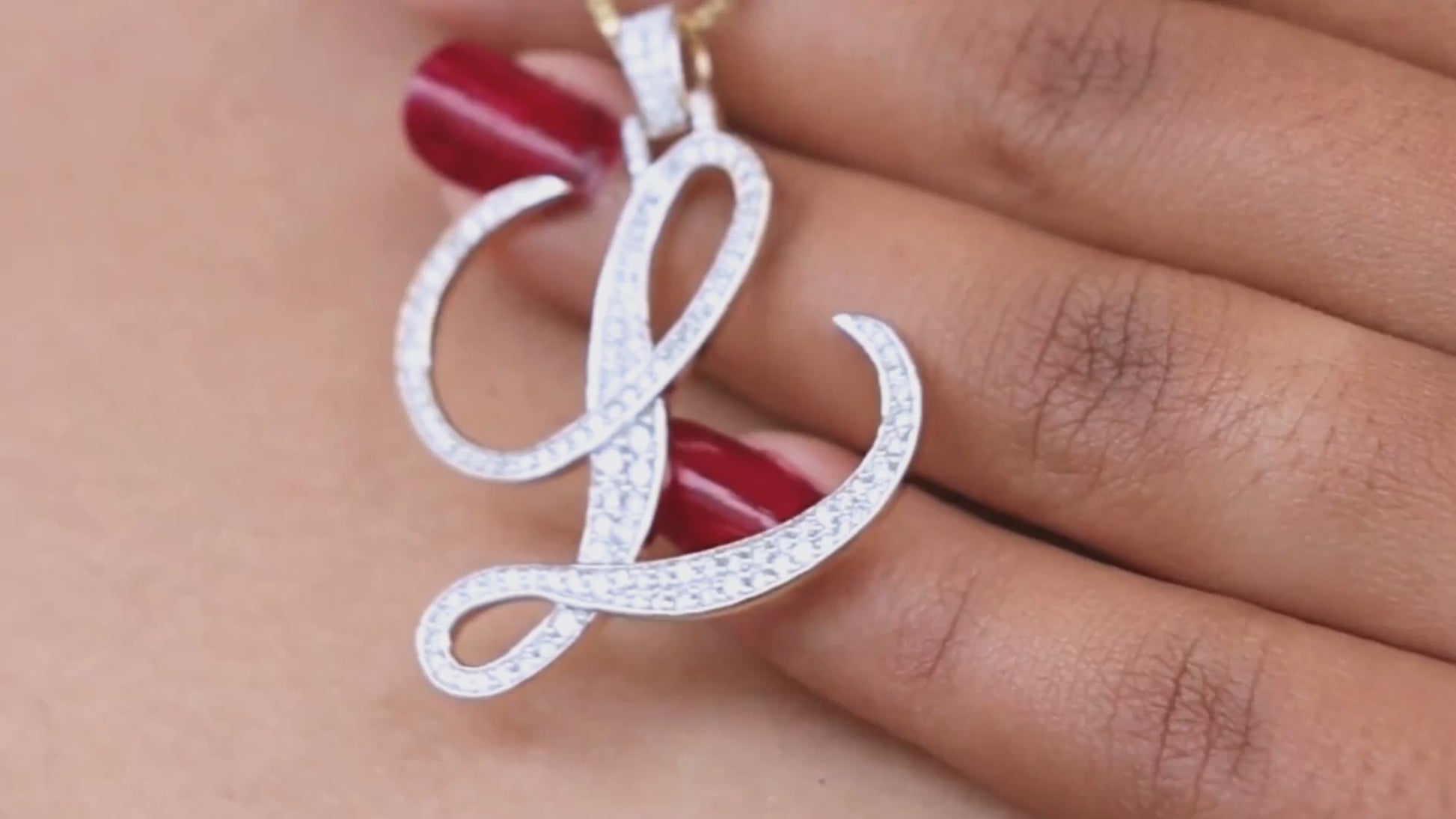 Custom Script Initial Hip-Hop Alphabet Pendant in Lab Diamond – 10k Solid Gold or Silver, Birthday Gift for Her, Handmade Fine Jewelry