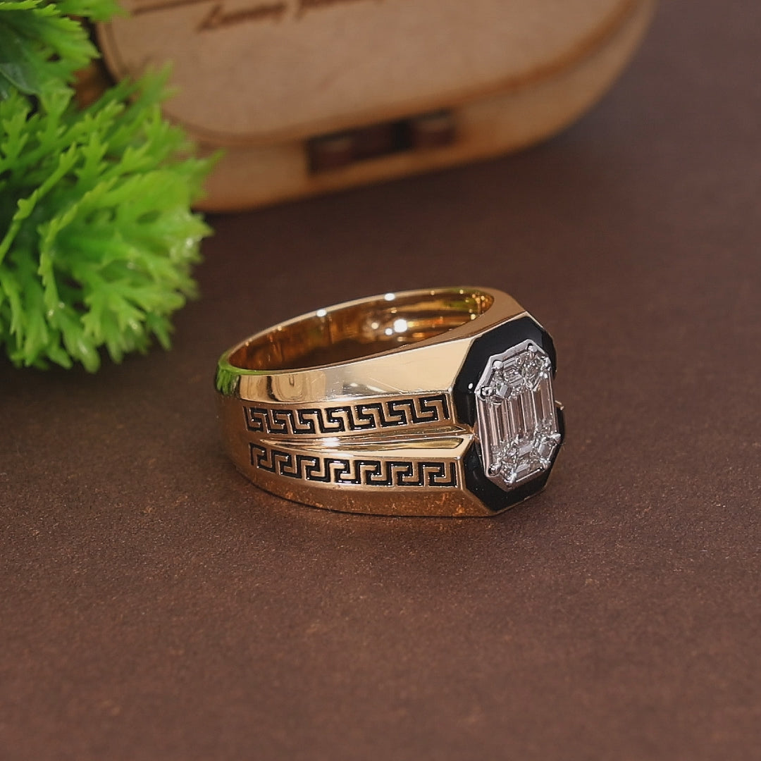Emerald Pie Cut Diamond Bezel Set Solitaire Wedding Ring, Ring For Men, Unique Ring For Him