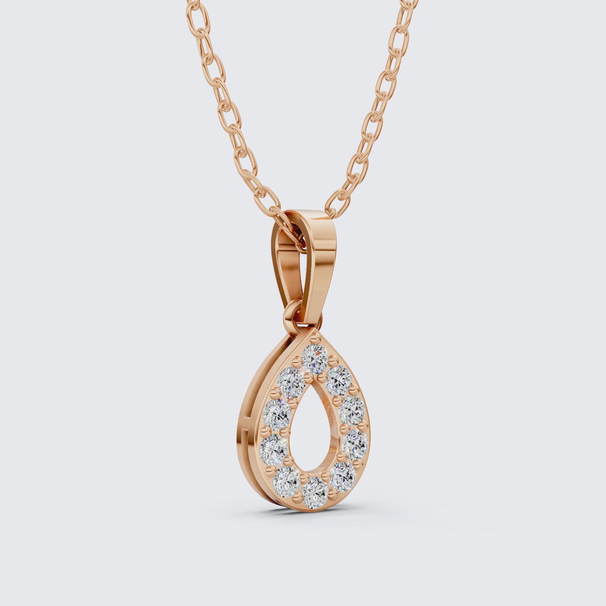 Open Teardrop Halo Wedding Pendant in Lab Grown Diamond – Solid 10k/14k Gold, Anniversary Gift for Wife, Bridal Jewelry