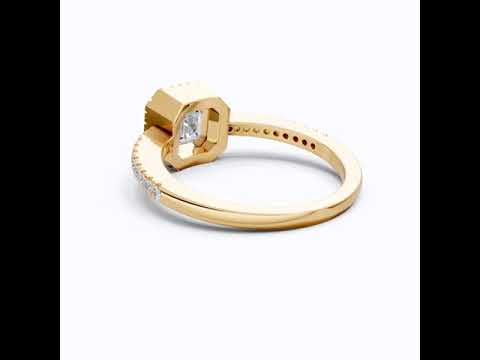 Square Halo Pave Engagement Ring in 14K Solid Gold, 1.00 CT Asscher Cut Lab Grown Diamond, Anniversary Gift For Her, Everyday Jewelry