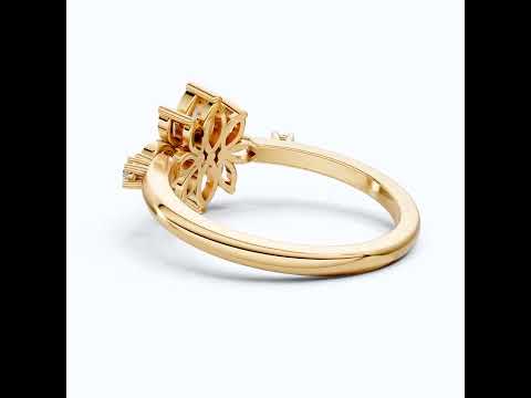 Vintage Art Deco Marquise Engagement Ring in 14k Solid Gold, 0.28 TCW Marquise/Round Cut Lab Diamonds, Anniversary Gift For Her, Everyday Ring