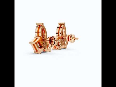Three Stone Cluster Wedding Earrings in 14k Solid Gold, 3.00 TCW Marquise/Oval/Emerald Cut Lab Grown Diamonds, Trio Stud Earrings For Women, Anniversary Gift