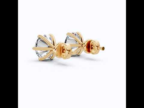 8.00 MM Modern Stud Earrings in 14K Yellow Gold, 4.00 TCW Round Cut Lab Created Diamonds, Unique Earrings For Wife, Handmade Jewelry