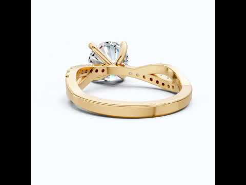 Unique Solitaire Cross Over  Engagement Ring in 14K Solid Gold, 1.75 CT Round Cut Lab Grown Diamond, Anniversary Gift, Everyday Ring For Wife
