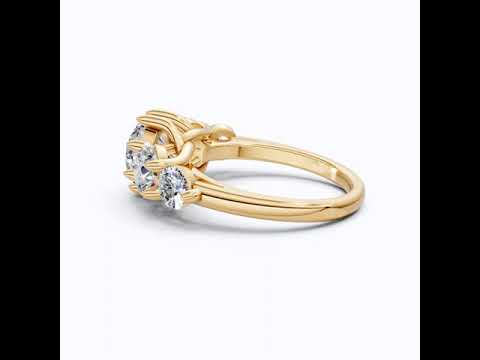 Graduated Five Stone Round Trellis Engagement Ring in 14k Solid Gold, 4.40 TCW Round Cut Lab Grown Diamonds, Handmade Wedding Gift For Women