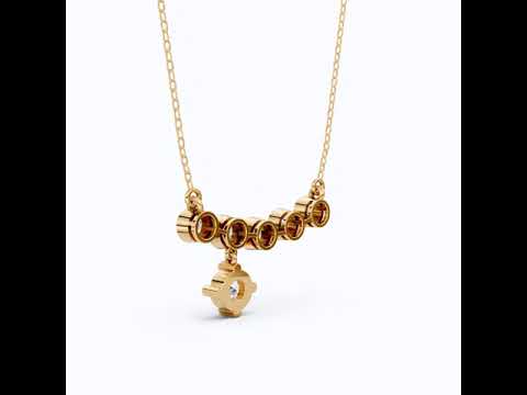 Five Stone Bezel Drop Pendant Necklace in 14K Solid Gold, 2.75 TCW Round Cut Lab Created Diamonds, Bridal Jewelry, Wedding Gift for Her