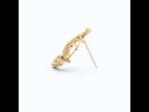 Nature Inspired Diamond Brooch in Lab Grown Diamond-14k Solid Gold, Dress Pin Jewelry for Women, Wedding Gift