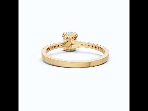 Modern Double Prong Pave Engagement Ring in 14K Solid Gold, 1.00 CT Cushion Cut Lab Created Diamond, Wedding Gift for Her