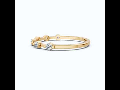 Tiny Dot Diamond Stacker Band in 14K Yellow Gold, 0.18 TCW Round Cut Lab Created Diamonds, Promise Ring, Gift For Her, Christmas Gift
