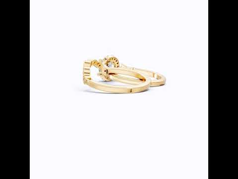 Antique Style Floral Halo Crown Engagement Ring Set in 14K Solid Gold, 1.30 CT Round Cut Lab Created Diamond, Birthday Gift for Her, Unique Bridal Jewelry