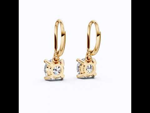4.00 TCW Round Cut Lab Grown Diamonds Solitaire Wedding Drop Earrings in 14k Solid Gold, Anniversary Gift for Her, Bridal Jewelry, Lever-Back Closure