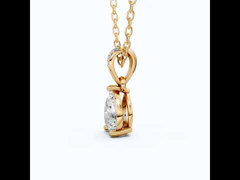 Modern Pear Solitaire Pendant in 14k Solid Gold, 0.35 CT Pear Cut Lab Grown Diamond, Birthday Gift for Her, Everyday Pendant