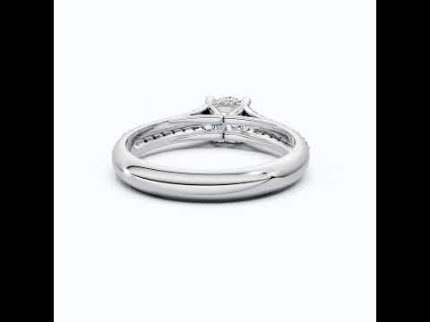 Double Raw Pavé Solitaire Engagement Ring in 14K Solid Gold, 0.82 TCW Round Cut Lab Diamonds, Romantic Gift for Wife, Everyday Jewelry