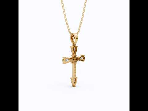 Classic Pear Cluster Cross Pendant in 14k Solid Gold, 0.75 TCW Pear/Round Cut Lab Grown Diamonds, Faith, Bridal Gift