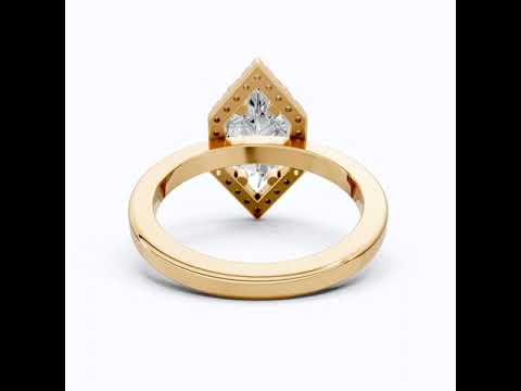 Art Deco Inspired Dutch Cut Halo Engagement Ring in 14K Solid Gold, 2.00 CT Dutch Marquise Cut Lab Created Diamond, Anniversary Gift for Her