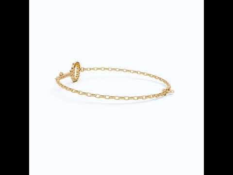 Modern Pavé Key Station Chain Bracelet in 14K Solid Gold, 0.40 TCW Round Cut Lab Created Diamonds, Friendship Jewelry Gift,