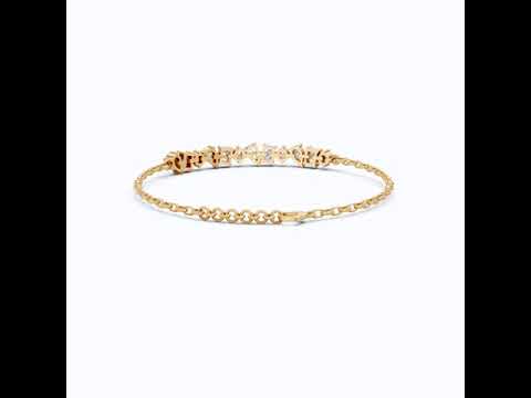 Elegant Alternating Shape Chain Bracelet in 14k Solid Gold, 2.20 TCW Mix Shaped Lab Diamonds, Wedding Gift for Her, Antique Chain Bracelet