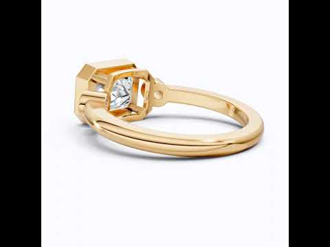 Minimalist Emerald Cut Bezel Accent Three Stone Engagement Ring in 14K Solid Gold, 1.75 CT Emerald Cut Lab Created Diamond, Bridal Jewelry, Everyday Ring