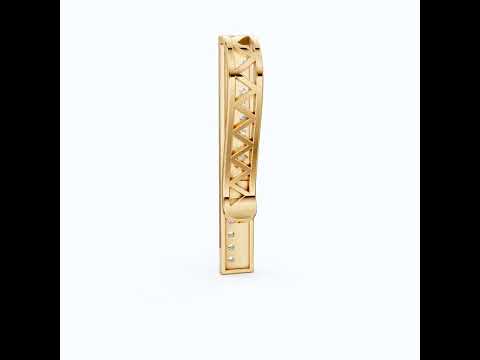 Modern Gold Tie Pin with Enamel in 14K Yellow Gold, Black Enamel Accent Jewelry, Designer Groom Accessory, Gift for Him