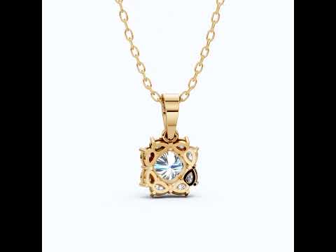 Unique Floral Cluster Diamond Pendant in 14k Solid Gold, 1.00 CT Cushion Cut Lab Grown Diamond, Gift for Her, Bridal Jewelry, Wedding Jewelry