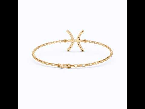 Celestial Pisces Zodiac Bracelet in 14K Solid Gold, 0.32 TCW Round Cut Lab Created Diamonds, Gift for Her, Astrology Jewelry