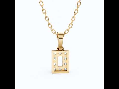 Modern Open Rectangle Halo Diamond Pendant in 14k Solid Gold, 0.25 TCW Round Cut Lab Diamonds, Anniversary Gift for Her, Handmade Everyday Pendant