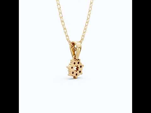 Open Circle Floral Cluster Pendant in 14K Solid Gold, 0.18 TCW Round Cut Lab Created Diamonds, Bridesmaid Jewelry, Wedding Gift for Her