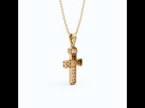 Minimalist Pavé Cross Pendant in 14K Solid Gold, 0.66 TCW Round Cut Lab Created Diamonds, Religious Gift for Her, Bridal Charm