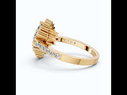 Art Deco Marquise Cluster Engagement Ring in 14k Solid Gold, 1.49 TCW Marquise/Round Cut Lab Created Diamonds, Anniversary Gift For Wife, Daily Wear Jewelry