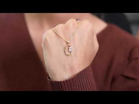 Modern Open Hexagon Two Stone Daily Wear Pendant in 14K Solid Gold, 0.15 TCW Round Cut Lab Grown Diamonds, Birthday Gift for Her, Everyday Jewelry