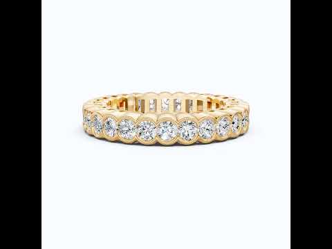 Minimalist Bezel Full Eternity Wedding Band in 14k Solid Gold, 1.85 TCW Round Cut Lab Grown Diamonds, Birthday Gift for Her, Christmas Gift