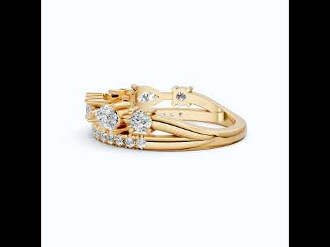 Multi Stone Pear Cluster Band Split Shank Engagement Ring in 14K Solid Gold, 0.75 TCW Pear Cut Lab Grown Diamonds, Bridal Gift for Her