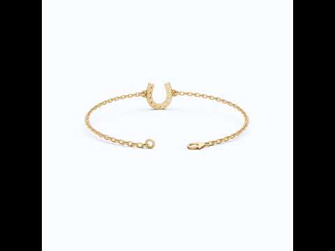 Lucky Horseshoe Dainty Chain Bracelet in Lab Diamond – 14K Solid Gold, Everyday Bracelet, Birthday Gift for Her, Good Luck Bracelet