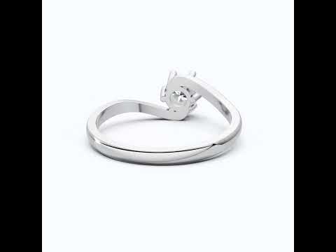 Bypass Solitaire Engagement Ring in Moissanite or Lab Grown Diamond – Solid 14k Gold or Sterling Silver, Handmade Wedding Gift for Wife