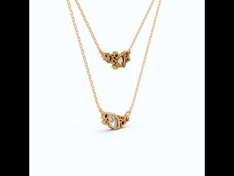Layered Marquise & Trillion Cluster Wedding Necklace in Lab Diamond – 14k Solid Gold, Handmade Bridal Jewelry, Festival Jewelry