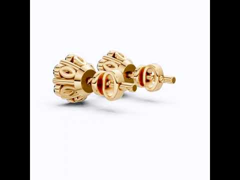 Timeless Floral Halo Stud Earrings in 14K Solid Gold, 0.22 CT Round Cut Lab Created Diamond, Elegant Earrings, Gift for Her