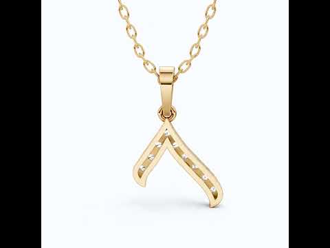 Sparkling Pavé Wishbone Pendant in 14k Solid Gold, 0.23 TCW Round Cut Lab Diamonds, Gift for Her, Fashion Jewelry