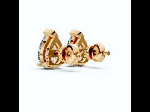 Pear Cut Solitaire Stud Earrings in 9K Solid Gold, 2.00 TCW Pear Cut Lab Created Diamonds, Bridal Jewelry, Gift for Wife, Handmade Studs