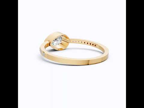 Dainty Bezel Set Pavé Engagement Ring in 14K Solid Gold, 0.50 CT Pear Cut Lab Created Diamond, Bridal Jewelry, Gift For Her, Daily Wear Ring