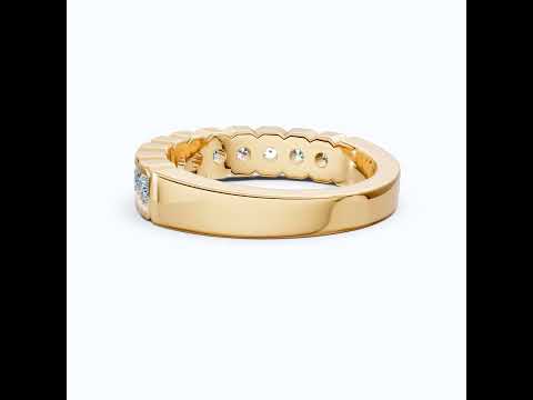 Architectural Channel Set Eternity Wedding Band in 14K Solid Gold, 1.00 TCW Round Cut Lab Grown Diamonds, Bridal Jewelry, Gift For Her