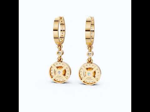 Modern Round Halo Huggie Dangle Wedding Earrings in Lab Diamond-14k Solid Gold, Bridal Jewelry, Anniversary Gift for Wife