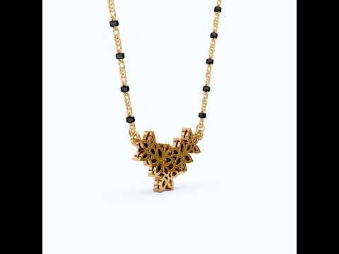 Floral Marquise Cluster Tanmaniya Mangalsutra Necklace in Lab Diamond – 14k Yellow Gold, Bridal Jewelry For Women, Wedding Gift